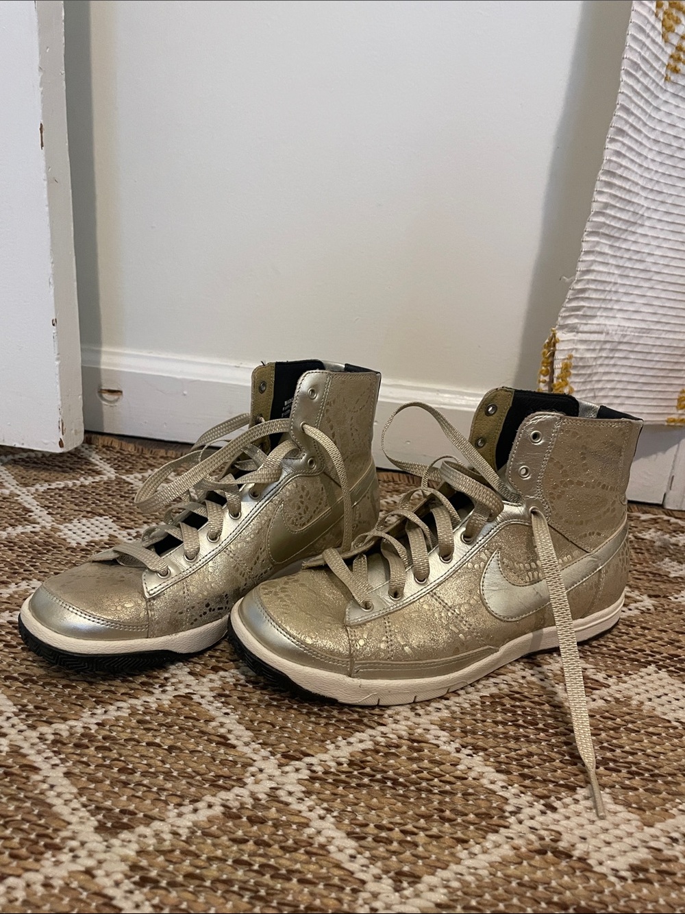 Nike Women’s Metallic Gold Lace-Up High-Top Boots